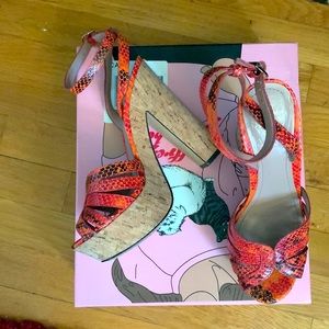 Vince Camuto platform burnt orange snake skin sandal… practically brand new.